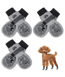 Scenereal Double Side Anti-Slip Dog Socks With Adjustable Straps, Non-Slip Dogs Sock For Hardwood Floors To Stop Licking Paws, Slipping, Paw Protectors For Small Medium Large Dogs
