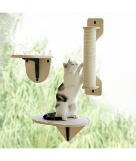 Mewoofun Cat Window Perch Hammock With Climbing Steps And Scratching Post Wooden Window Mounted Cat Bed For Indoor Cats (3 Pcs Cat Climber Set)