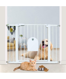 Baby Gate With Cat Door,425-295 Auto Close Safty Dog Gate With Cat Door- Pressure Mounted Baby Gate For Doorway Stairs (Fits 295-425 Width)