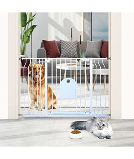 Baby Gate With Cat Door-295-485 Auto Close Safty Dog Gate With Cat Door- Pressure Mounted No Drill Baby Gate For Doorway Stairs (295-485 Width)