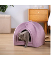 Kasentex Cat Bed For Indoor Cats, 2-In-1 Cat House Pet Supplies For Kitten And Small Cat Or Dog - Animal Cave, Cat Tent With Removable Washable Pillow Cushion (Purple 15X15X15)