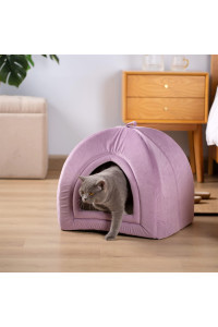 Kasentex Cat Bed For Indoor Cats, 2-In-1 Cat House Pet Supplies For Large Cat Or Small Dog - Animal Cave, Cat Tent With Removable Washable Pillow Cushion, (Purple, 19X19X19)