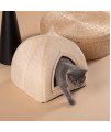 Kasentex Cat Bed For Indoor Cats, 2-In-1 Cat House Pet Supplies For Kitten And Small Cat Or Dog - Animal Cave, Cat Tent With Removable Washable Pillow Cushion, (Camel 15X15X15)