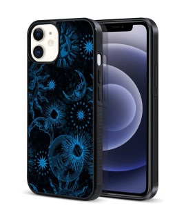 Mkcvlkyon Retro Case For Iphone 13 Pro Max Girls Women Art Sunmoon Design Soft Tpu Hard Back Shockproof Anti-Scratch Protective Cover Case For Iphone 13 Pro Max Blue