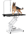 Hydraulic Dog Grooming Table for Small/Large Dogs, Heavy Duty Professional Pet Grooming Table with Adjustable Overhead Arm and Noose, Range 21-36 Inch, 43''/Black