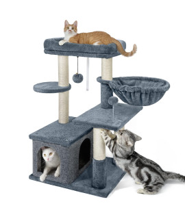 Rabbitgoo Cat Tree For Indoor Cats, 33 Cat Tower Condo With Scratching Posts For Kittens, Small Cat Climbing Stable Stand With Toys Plush Perch For Feline Play Rest, Multi-Level Pet Activity Center
