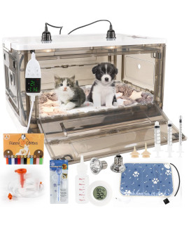 Hkdq Puppy Incubator With Heating - Puppy Incubator,Incubator For Newborn Puppies And Kittens,Kitten Incubator,Incubator For Puppies With Puppy Bed Mat (85L)