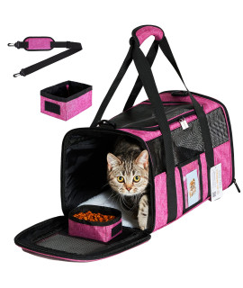 Seclato Cat Carrier, Dog Carrier, Pet Carrier Airline Approved For Cat, Small Dogs, Kitten, Cat Carriers For Small Medium Cats Under 15Lb, Collapsible Soft Sided Tsa Approved Cat Travel Carrier-Red