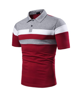 Morwenveo Mens Fashion Polo Shirts Casual Long Sleeve Golf Shirts Color Block Cotton Tops
