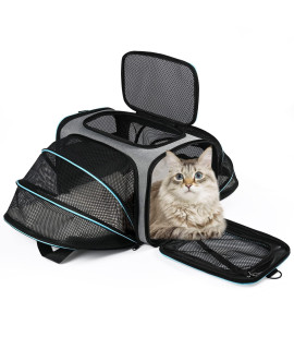 Vkystar Airline Approved Pet Carrier, Soft Sided Portable Pet Travel Carrier 2 Sides Expandable Cat Carrier With Removable Fleece Pad,Safety Leash And Shoulder Strap,Dog And Small Animal(Grey)