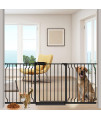 Flower Frail Extra Wide Baby Gate 67-715 Inch Wide Walk Through Pressure Mounted Auto Close Large Long Tension Gate For Dog And Cats Black