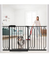 Flower Frail Extra Wide Baby Gate Black 53-575 Inch Wide Walk Through Pressure Mounted No Drill Long And Large Tension Metal Gate For Dog And Toddler