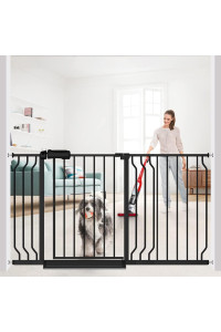 Flower Frail Extra Wide Baby Gate Black 53-575 Inch Wide Walk Through Pressure Mounted No Drill Long And Large Tension Metal Gate For Dog And Toddler