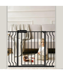 Flower Frail Extra Wide Black Baby Gate 385-435 Inch Walk Through Pressure Mounted Safety Gate No Drill Tension Metal Gate For Dog Cat And Infant Toddler