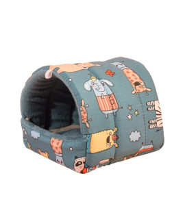 Guinea Pig House Bed Cozy Hamster Cave Hideout For Dwarf Rabbits Hedgehog Chinchilla Hamster Bearded Dragon And Other Small Animals Winter Nest Hamster Cage Accessories Green M