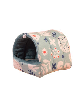 Guinea Pig House Bed Cozy Hamster Cave Hideout For Dwarf Rabbits Hedgehog Chinchilla Hamster Bearded Dragon And Other Small Animals Winter Nest Hamster Cage Accessories Cyan M