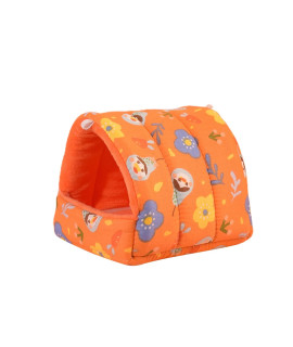 Guinea Pig House Bed Cozy Hamster Cave Hideout For Dwarf Rabbits Hedgehog Chinchilla Hamster Bearded Dragon And Other Small Animals Winter Nest Hamster Cage Accessories Orange M