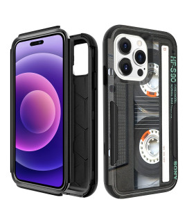 Plakill For Iphone 14 Pro Max Heavy Duty Case Protective Retro Casettes Tape Designer Drop Tested Vintage Cases For Men Women Girls Shockproof Protection Rugged Bumper Phone Cover For Iphone 14 Promax