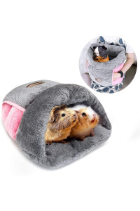 Yuepet Guinea Pig Bed Cuddle Cave Warm Fleece Cozy House Bedding Sleeping Cushion Cage Nest For Small Animal Squirrel Chinchilla Rabbit Hedgehog Cage Accessories (Pink)