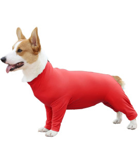 Due Felice Dog Onesie Surgical Recovery Suit For After Surgery Pet Anti Shedding Bodysuit Long Sleeve Anxiety Shirt For Female Male Dog Orange Redl