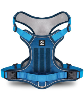 Dog Harness For Small Dogs No Pull Reflective Dog Vest Harness, Adjustable Pet Harness With 2 Leash Clips, No Choke Dog Vest With Molle & Loop Panels, Dog Harness With Easy Control Handle Blue S