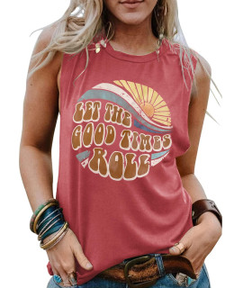 Womens Sleeveless Workout Tank Tops Loose Fit Summer Tops Cute Printed T Shirts Small 10-Red