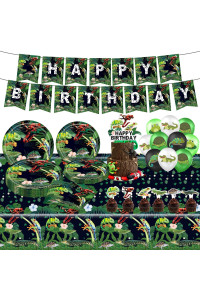 Reptile Lizard Snake Birthday Party Supplies Decorations, Serves 20 Guests With Banner, Table Cover, Plates, Napkins, Cake Topper, Latex Balloon