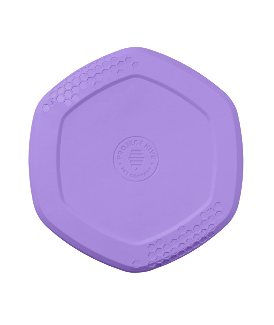 Project Hive Apet Companya - Calming Lavender Scented - Hive Frisbee Disc For Dogs - Great For Fetch - Includes A Lick Mat On Back - Floats In Water, Smooth Glide - Made In The Usa