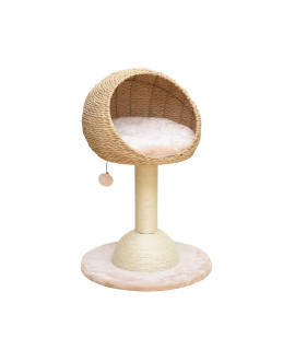 Petpals Hand-Made Paper Rope Natural Bowl Shaped With Perch Cat Tree (Lookout Cat Tree)