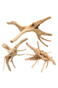 Hiwzitar Natural Driftwood For Aquarium Fish Tank Decor Spider Wood Branch 7-12 Length 3 Pieces