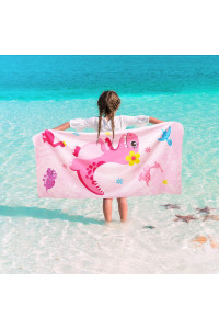 Wernnsai Dinosaur Kids Beach Towel - 30A X 60A Microfiber Dino Sand Free Towels For Girls Bath Pool Camping Travel Towel Quick Dry Ultra Absorbent Super Soft Beach Blanket Bath Shower Towel