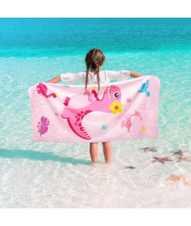 Wernnsai Dinosaur Kids Beach Towel - 30A X 60A Microfiber Dino Sand Free Towels For Girls Bath Pool Camping Travel Towel Quick Dry Ultra Absorbent Super Soft Beach Blanket Bath Shower Towel