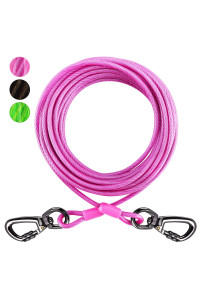 Tie Out Cable For Dogs, 103050 Feet Dog Tie Out Run Cable For Medium To Large Dogs Up To 250 Lbs, Heavy Duty Chew Proof Dog Lead Line For Yard, Camping, Park, Outside (Pink, 50Ft)