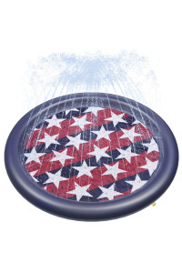 Peteast Anti-Slip Star-Spangled Splash Pad For Kids And Dogs - 67In 058Mm Thicken Sprinkler Dog Pool For Summer Outdoor Water Toys - Fun Backyard Play Mat For Children And Pets