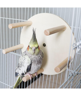 Bird Parrot Perch Wheel Toy, Wooden Parrot Rotating Bird Perch Toy, Bird Cage Accessories, Funny And Unique Bird Perch Stand Toy For Peony Parrot Parakeet Cockatiels Budgerigar