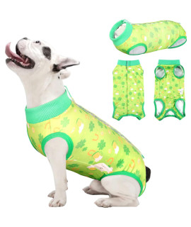 Asenku Dog Onesie Pet Pajamas For St Patricks Day, Dogs Recovery Suit For Dogs Cats After Surgery, Dog Pajamas Outifit Bodysuit For Small Medium Large Dog Cat Costume (St Patrickas Day, M