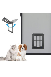 Pet Screen Dog Door 82X 96 Cat Door With Magnetic Flap Lockable Dog Doors For Existing Screensliding Door, Window And Porch - Black