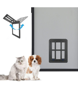 Pet Screen Dog Door 82X 96 Cat Door With Magnetic Flap Lockable Dog Doors For Existing Screensliding Door, Window And Porch - Black