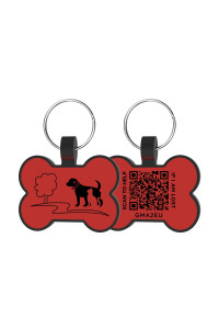 Qr Code Pet Id Tag, Online Profile Silent Silicone Dog Tag, Soundless Bone Dog Tag, Lightweight Waterproof Durable Rubber Dog Tags, No Annoying Jingle, Anti-Lost Tag For Pet (Bone, Red)