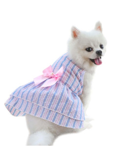 Dog Clothes Girl Dress Dress Supplies Stripes Skirt Cat Summer Wedding Pet Dog Bow Dress Autumn Spring Knot Pet Clothes Dog Extra Small