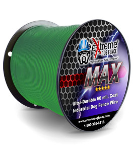 Green Max Performance Dog Fence Wire - 1000 Ft. 14 Gauge Wire with Ultra Thick 60 Mil Polyethylene Protective Jacket - Designed for Max Life Reliability and Low Signal Loss - Universal Compatible