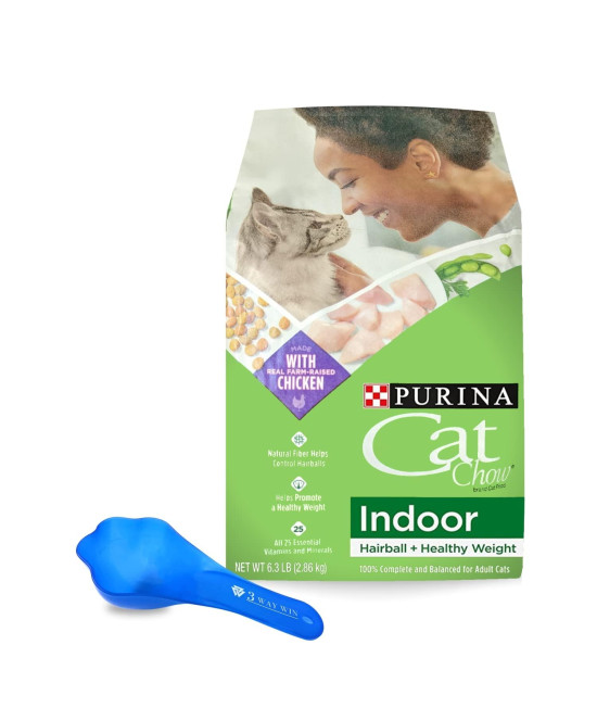 Purina Cat Chow Indoor Dry Cat Food Bundle Includes 1 Bag Of Purina Indoor Dry Cat Food Chicken Flavor (63Lb) Plus Paw-Shaped Food Scoop
