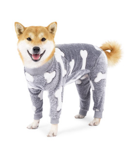 Harikaji Dog Warm Jumpsuit,Pet Winter Flannel Warm Pajamas,Cold Weather Dog Onesie,Dog Winter Clothes For Medium Large Dogs (3Xl:Chest29, Grey)