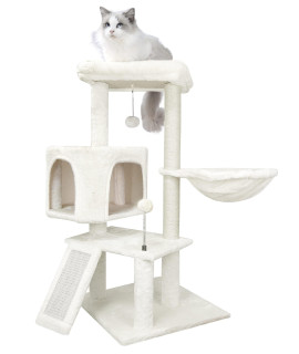 Wiki 3623A Height Cat Tree With Cat Condo Hanging Hammock And Spring Balls,Beige