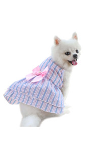 Outfits For Cats Bow Spring Dress Cat Knot Dog Dress Wedding Stripes Summer Plaid Skirt Pet Supplies Pet Clothes