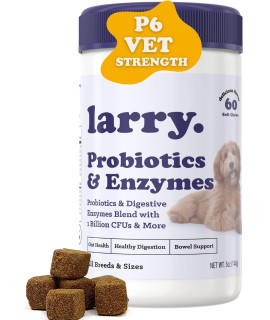 Larry Probiotics And Digestive Enzymes For Dogs, 60 Soft Probiotic Chews For Dogs With 1 Billion Cfus For Gut Health, Digestion, Stomach Relief, Immune Support - Puppy And Canine Probiotic Dog Treats