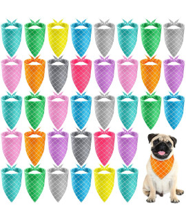 20 Pieces Dog Bandana Dog Bandanna Point Adjustable And Washable Dog Triangle Scarf Dog Kerchiefs Dog Bib Accessories For Small To Medium Dog Puppy Cat (Plaid)