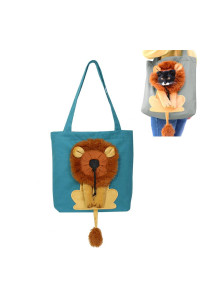 Cute Lion Cat Carrier, Portable Cat Bag Canvas Pet Shoulder Carrying Bag Cat Carrier Tote Bag With Breathable Head Out Design(L,Weight Limit 143 Pounds)