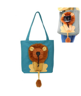 Cute Lion Cat Carrier, Portable Cat Bag Canvas Pet Shoulder Carrying Bag Cat Carrier Tote Bag With Breathable Head Out Design(L,Weight Limit 143 Pounds)