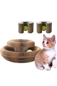 2 Pack Magic Organ Cat Scratching Board Cat Accordion Toy, Snufflepaw Accordion For Cats, Cat Accordion Toy, Cat Scratcher Cat Bed Interactive Scratcher Cat Toy, Foldable Recyclable Comes With Ball